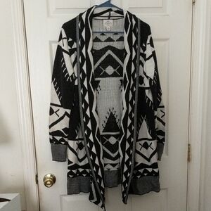 St. John's Bay Black and White Patterned Cardigan